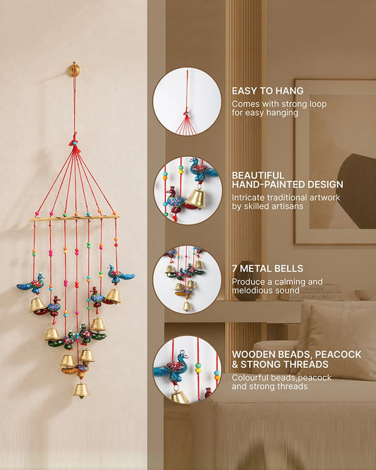Handcrafted Peacock Wind Chime for Door, Balcony & Wall Decoration