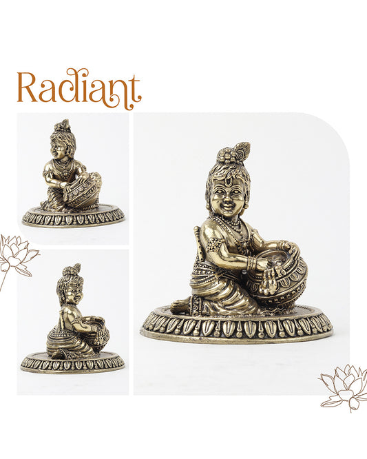 Pure Brass Bal Krishna Idol for Home Temple and Pooja Room