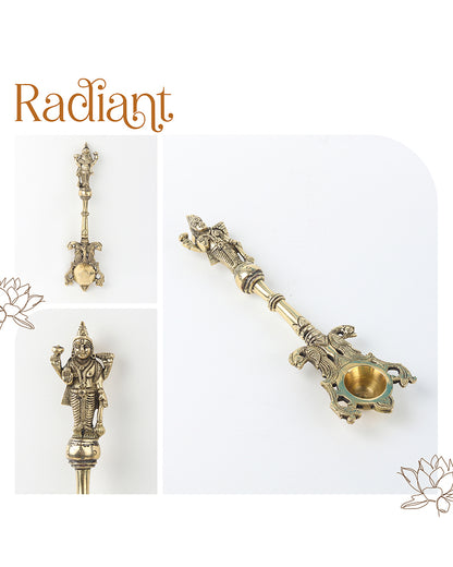 Brass Ritual Spoon with Vishnu Idol for Pooja and Temple Use