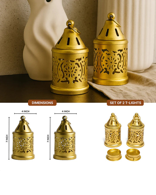 Set of 2 Decorative Candle Holders for Tealights, Perfect for Home and Diwali Decoration