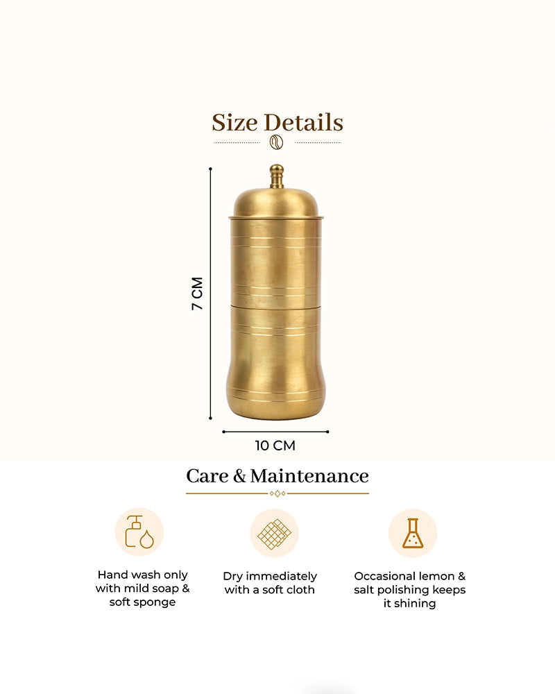 100 % Brass South Indian Reusable Drip Coffee Maker, 2-4 cups