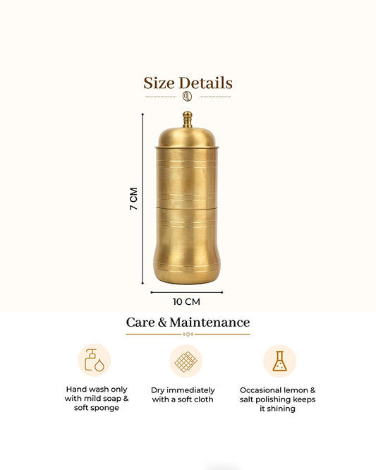 100 % Brass South Indian Reusable Drip Coffee Maker, 2-4 cups