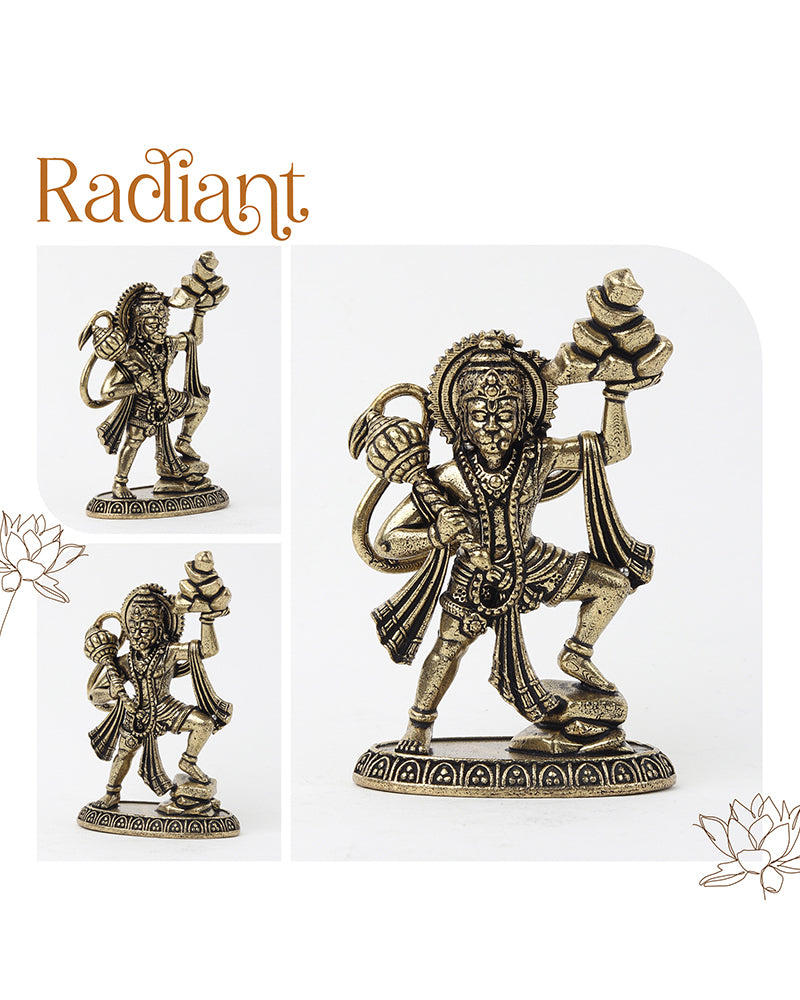 Decorative Pure Brass Hanuman Ji Idol for Temple Shelves and Worship