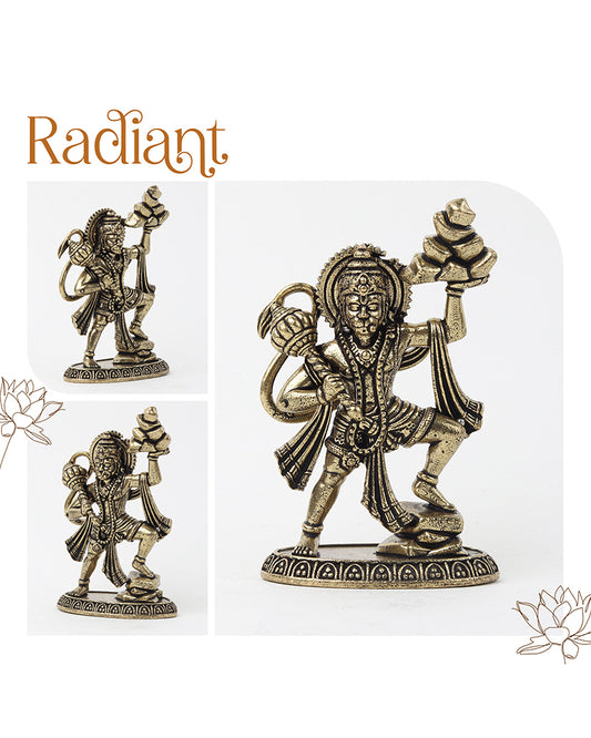 Decorative Pure Brass Hanuman Ji Idol for Temple Shelves and Worship
