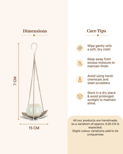 Hanging Metal Lotus Tealight & Candle Holder (Golden)