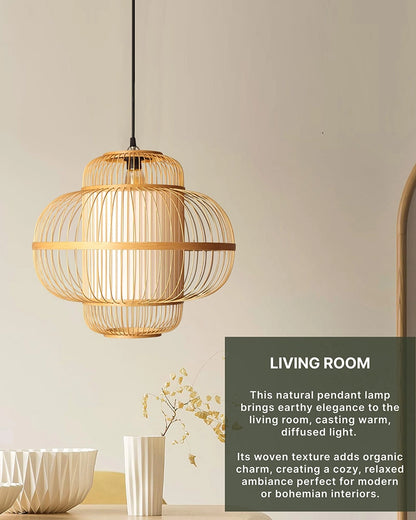 Elegant Bamboo Pendant Lamp for Dining Room and Lounge - Pack of 1