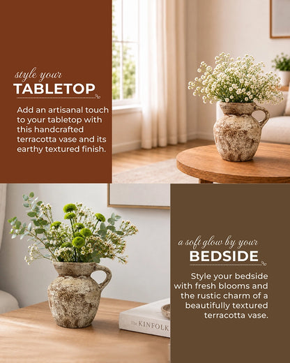 Premium Terracotta Vase with Textured Finish for Home Decoration