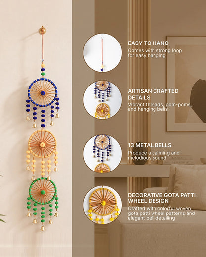 Handcrafted Dream Catcher Wall Hanging with Bells for Door and Festive Décor