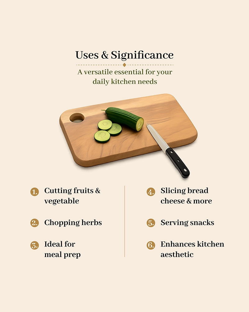 Natural Wood Cutting Board for Vegetables and Fruits