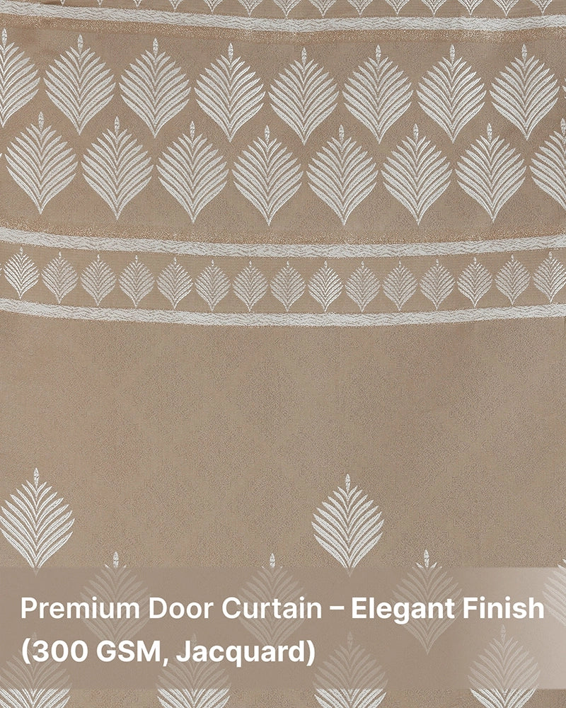 Contemporary Jacquard Eyelet Door Curtain (Beige, 7 ft)
