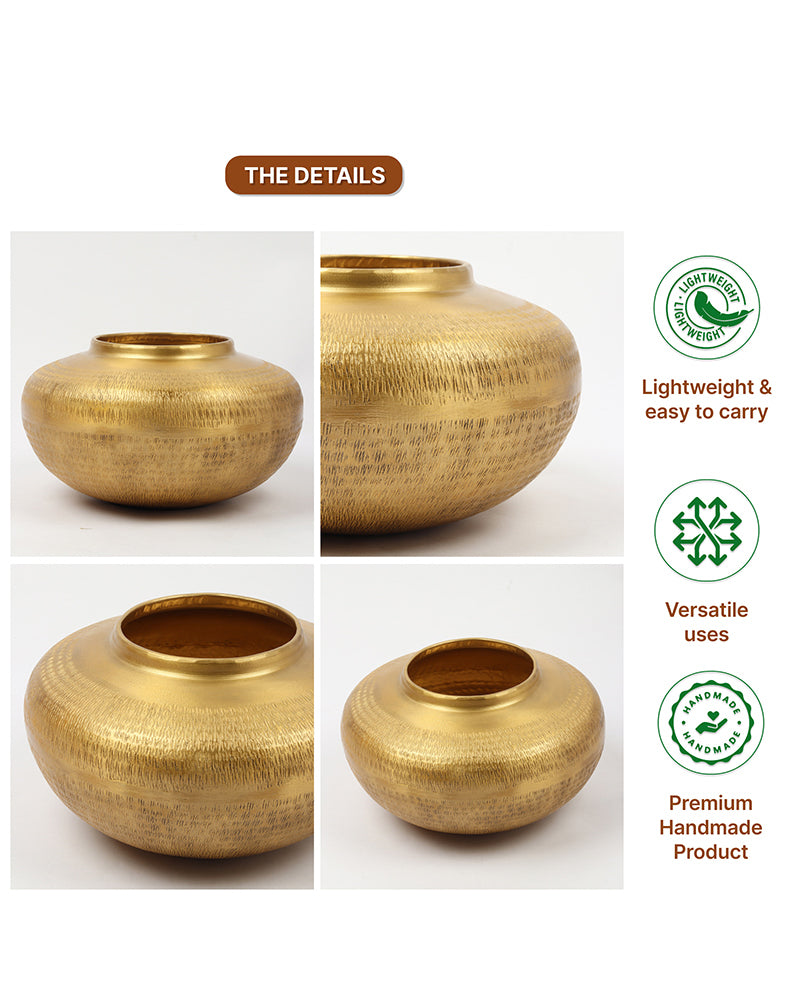 Glossy Metallic Iron Vase for Living Room Tabletop and Home Decor