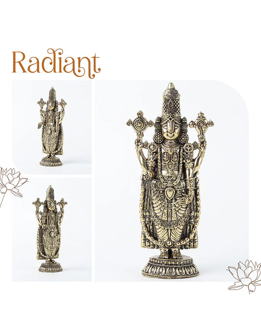 Brass Balaji Standing Idol Figurine for Puja Needs and Home Decor