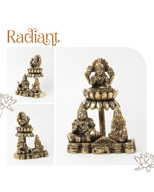 Brass Lakshmi Kuber Idol Set with Yakshi for Pooja and Home Décor