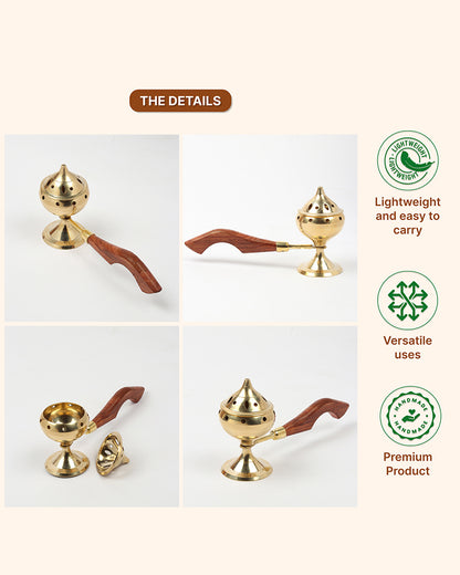 Exclusivelane Brass Dhoop Dani for Aarti, Puja, and Meditation Spaces