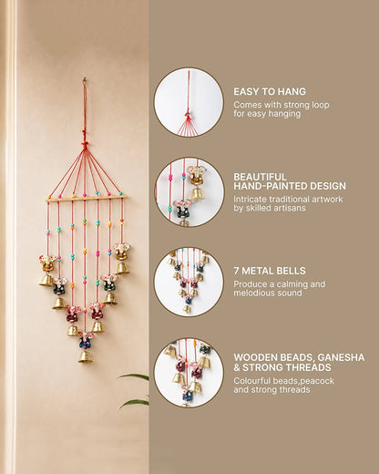 Handmade Ganesha Wind Chime with Bell for Home Decor