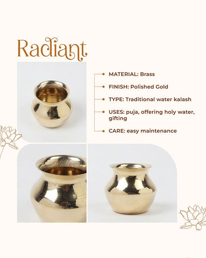 100% Pure Brass Kalash for Pooja and Religious Celebrations