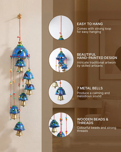 Ethnic Rajasthani Wind Chime with Hand Painted Bells for Home Décor