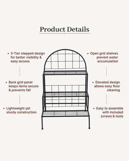 3 Tier Iron Plant Stand with Anti Rust Coating for Balcony and Living Room