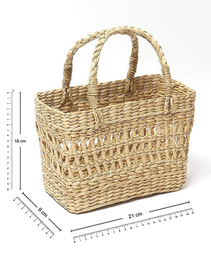 Handwoven Seagrass Shopping Basket - Small