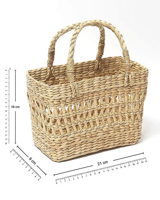 Handwoven Seagrass Shopping Basket - Small