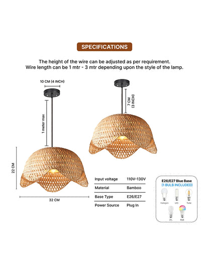 Handwoven Bamboo Ceiling Lamp for Living Room and Bedroom Decor