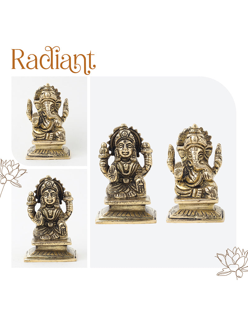 Pure Brass Laxmi Ganesh Idol for Pooja Room and Office