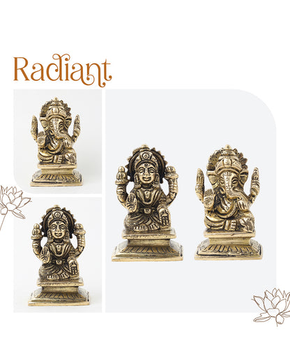 Pure Brass Laxmi Ganesh Idol for Pooja Room and Office