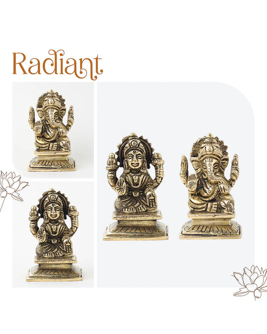 Pure Brass Laxmi Ganesh Ji Idol Set for Traditional Pooja & Showpiece