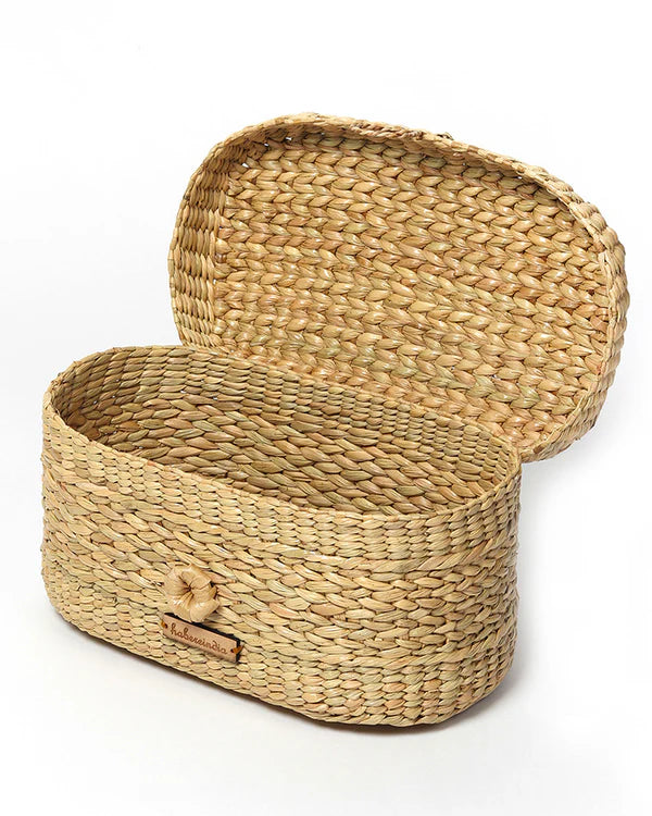 Handwoven Seagrass Tissue Box Holder for Bathroom, Bedroom, and Living Room