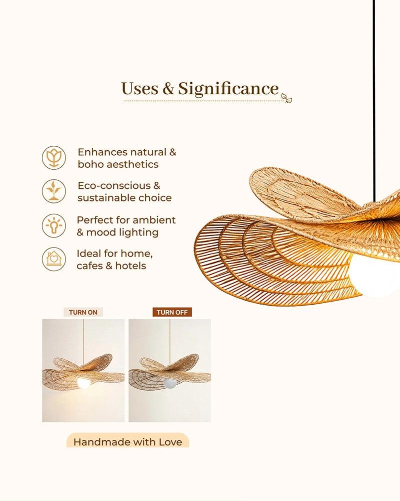 Artistic Raffia Ceiling Light for Living Room Decoration