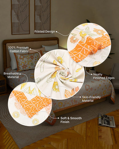 Cotton King Size Double Bed Sheet 144 TC with Pillow Covers for Bedroom & Living Room