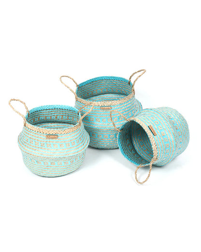 Set of 3 Rustic Belly Planter Basket for Boho-Inspired Interiors
