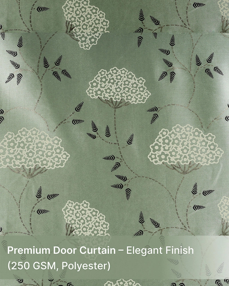 Elegant Polyester Door Curtain with Eyelets (Green, 7 ft)