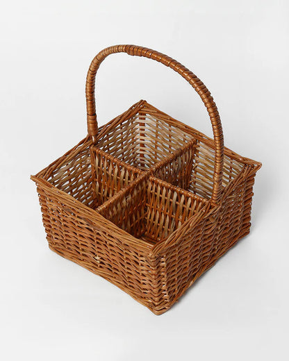 4-teiliges Organizer-Tablett aus Weidengeflecht