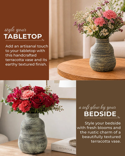 Premium Terracotta Decorative Vase with Textured Finish for Home Décor