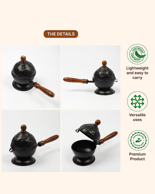 Metal Dhoop Dani Decorative Aarti Dhoop Burner for Home Puja and Meditation