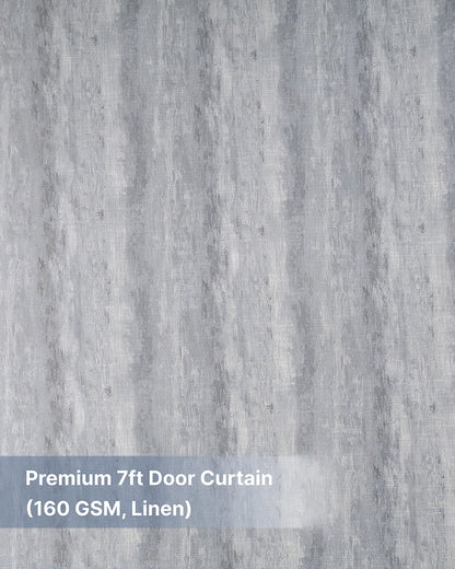 Designer Linen Door Curtain with Eyelet Header (Blue, 7 ft)