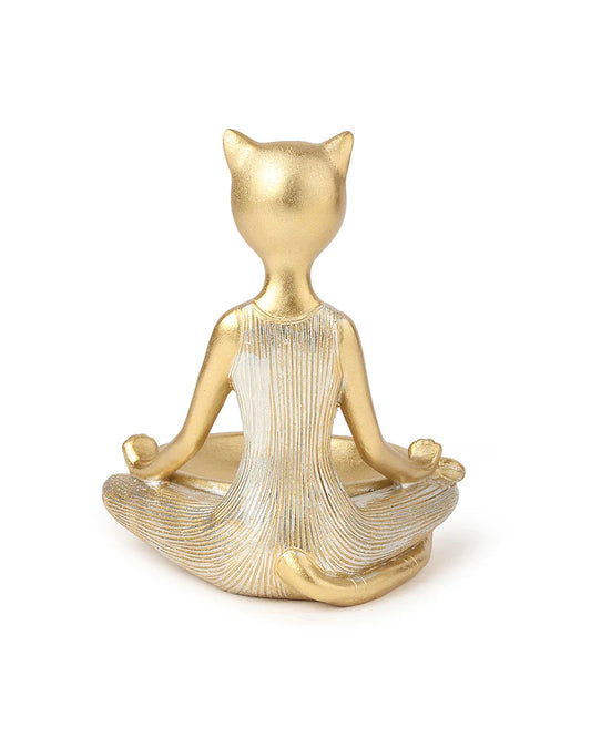 Polypropylene Yoga Cat Showpiece for Home Decor and Living Room