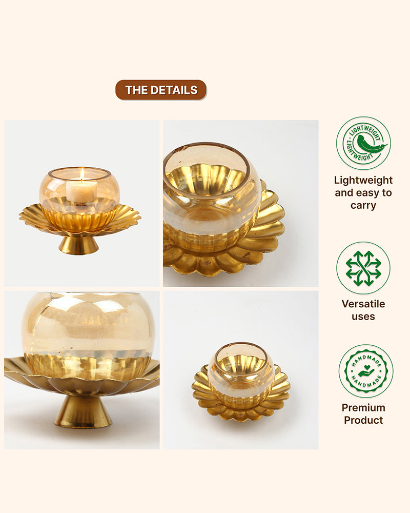 Decorative Tea Light Diya Candle Holder for Pooja, Aarti & Home Decoration