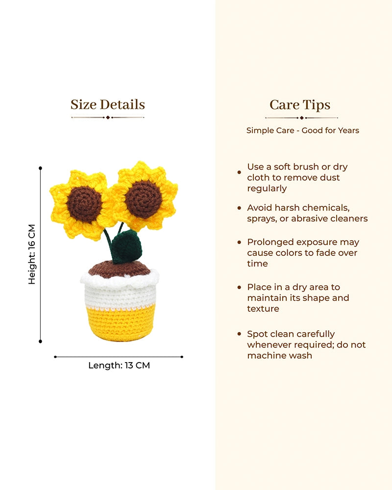 Handmade Crochet Sunflower Pot Artificial Plant Decor