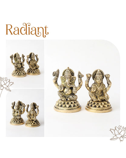 Lakshmi Ji & Ganesha Brass God Idol Set for Pooja, Home Decoration & Auspicious Showpiece