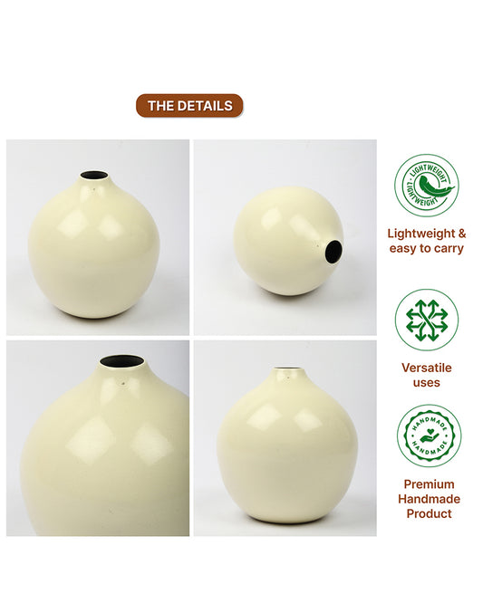 Decorative Metal Vase for Living Room Shelf Console and Table Centerpiece