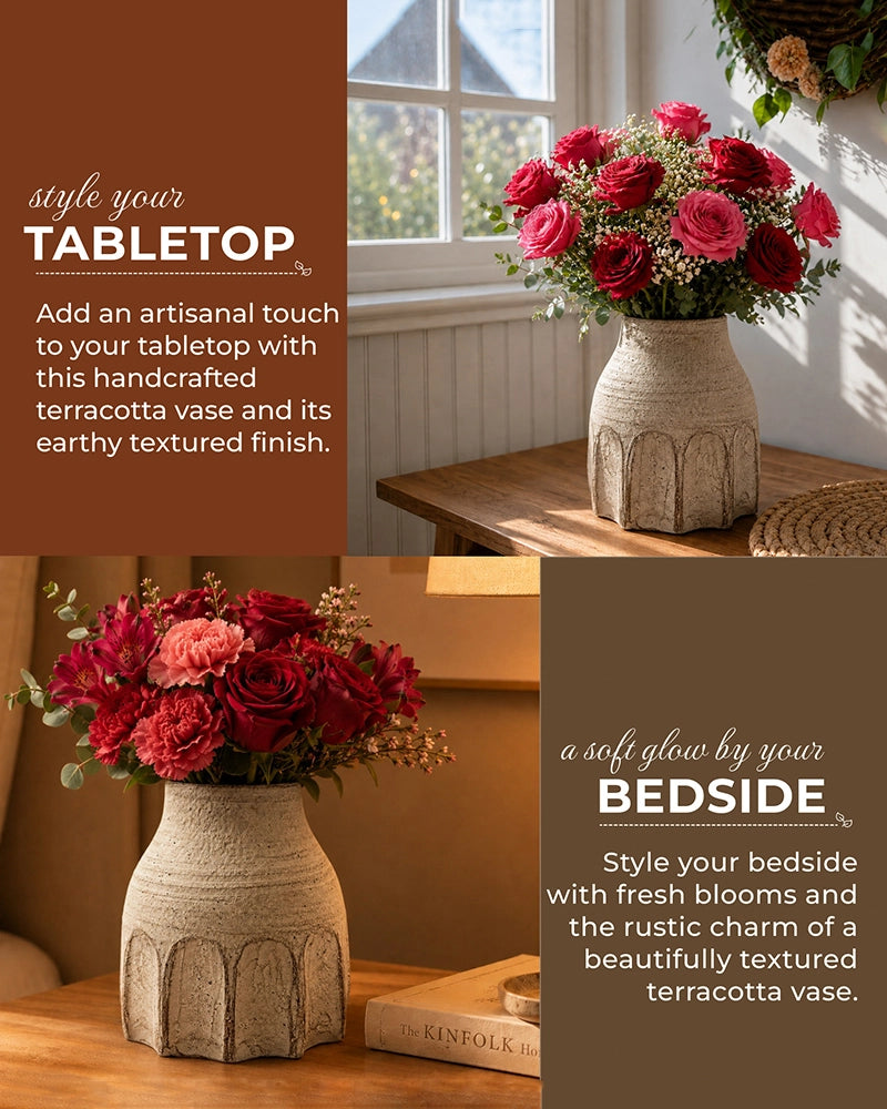 Premium Terracotta Vase with Textured Finish for Home Decoration