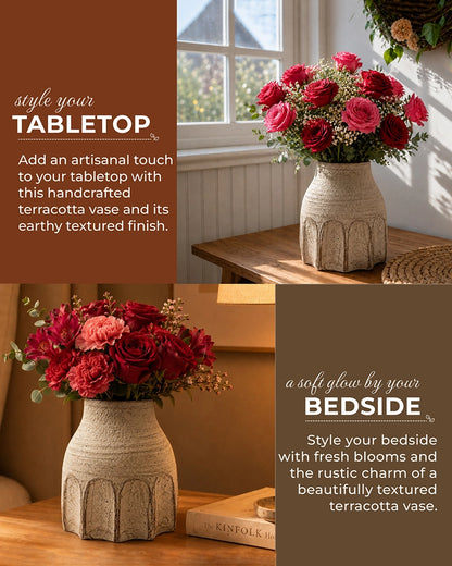 Premium Terracotta Vase with Textured Finish for Home Decoration