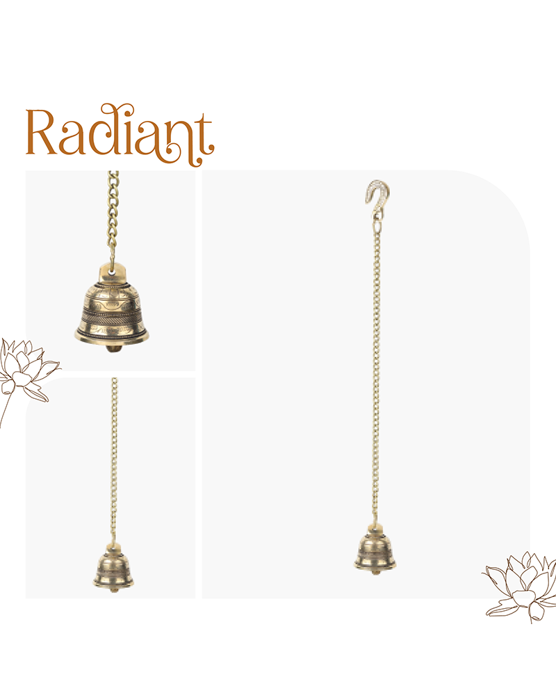 Decorative Brass Hanging Bell Ghanti for Mandir and Pooja Room