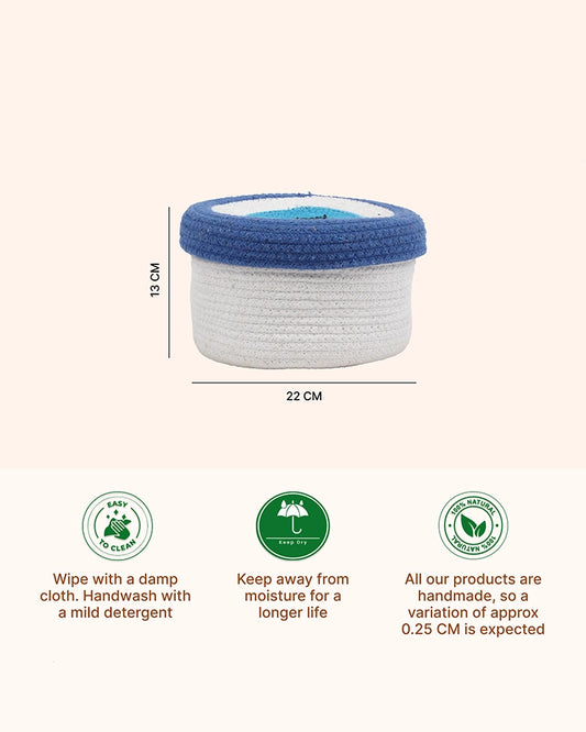 Cotton Rope Round Evil Eye Storage Basket for Home Decor & Gifting