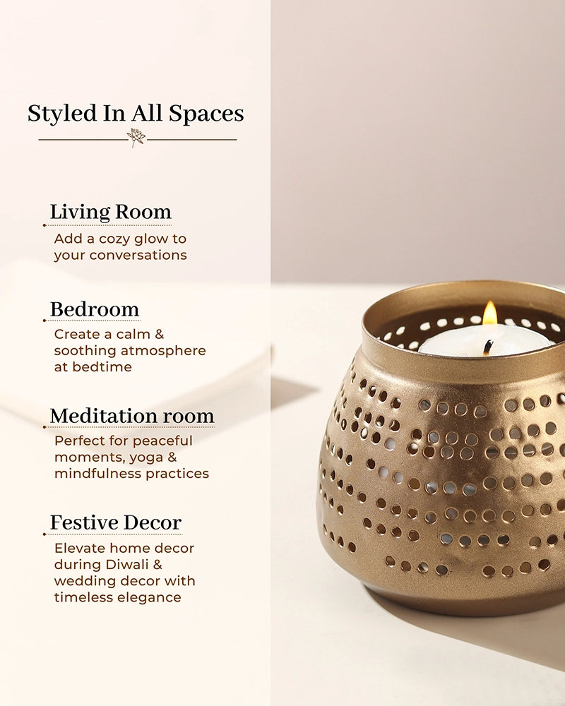 Gold Metal Tea Light Holder for Home Decoration