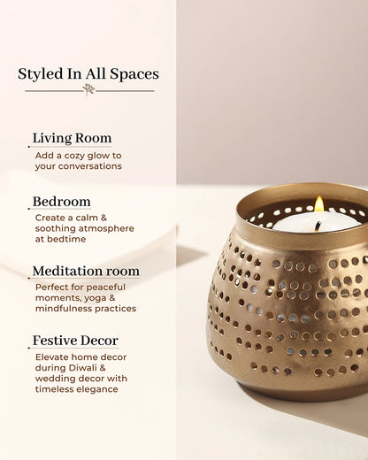 Gold Metal Tea Light Holder for Home Decoration