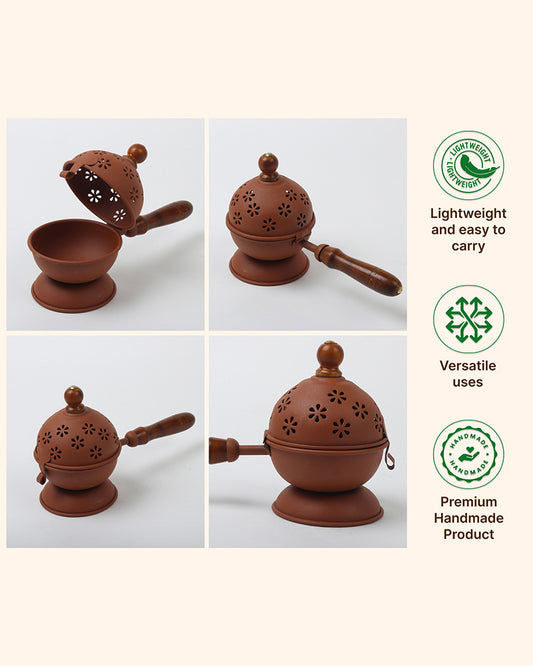 Aarti Metal Dhoop Dani for Pooja Essentials and Daily Worship