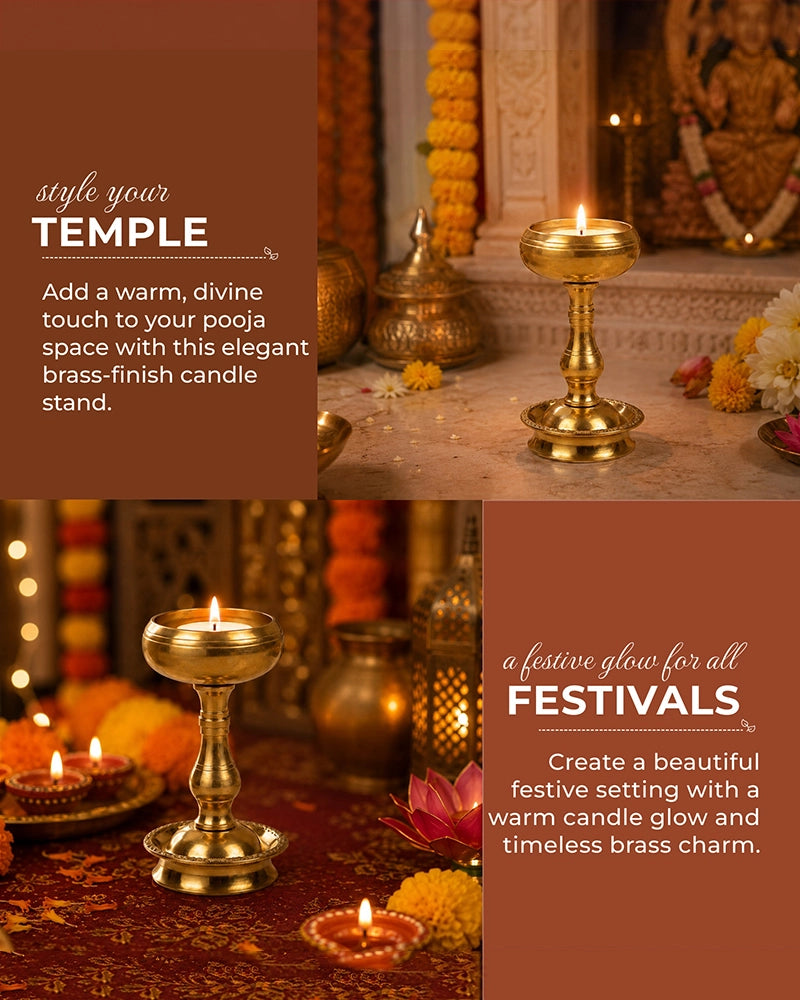 100 % Pure Brass Udupi Nanda Deepam Set for Pooja & Temple Décor